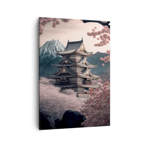 Moderne Impression sur Toile Asie Japon Cerise Japonaise Image Tableau Decoration Murale 50x70cm Deco Cadre Salon Chambre Cuisine Vertical Petit Tableaux Decoratifs...