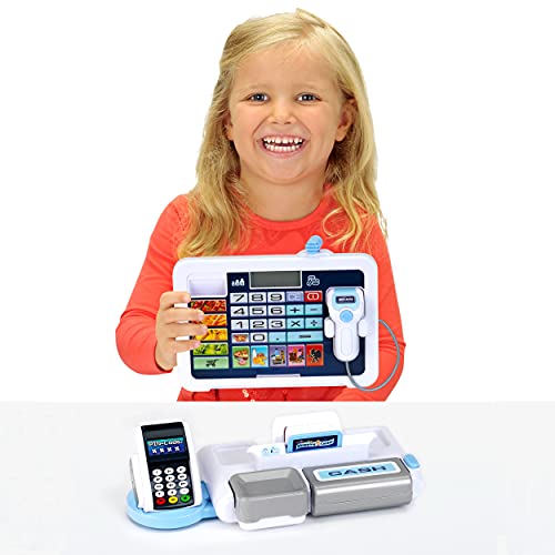 Theo Klein 9324 Tablet-Kassenstation I Spielkasse mit Sound und abnehmbarem Tablet, POS-Terminal, Sanner und Spielgeld I… – Bild 3