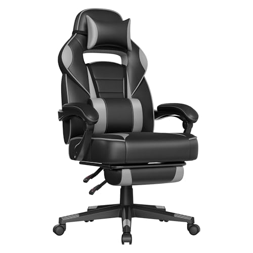 SONGMICS Fauteuil de Bureau, Chaise Gaming, RÉglable, Repose-pieds TÉlescopique, MÉcanisme