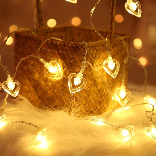Image of Party Propz Heart Shape Lights for Decoration - 1 Pc, 4m, 8 Led, Heart String Light for Decorations, Decorative Lights for Home, Led Lights for Home Decoration (Corded, Warm White Glow)