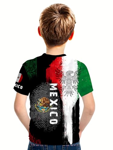 Mexico Shirt for Kids Mexican Flag Shirt Boys Round Neck Short Sleeve 3D Mexico T-Shirt Top2