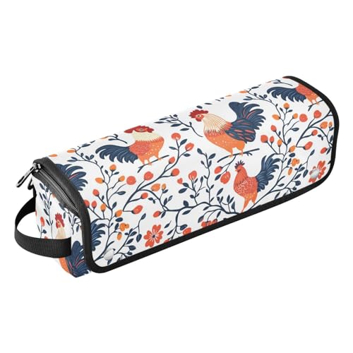 Bolsa de viaje resistente al calor para herramientas de cabello con diseño de mármol con ramas y flores - organizador portátil para planchas, rizadores y otros accesorios miniatura 1
