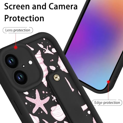 Coque iPhone 17 souple noire à motif Summer Seashell marin - 4