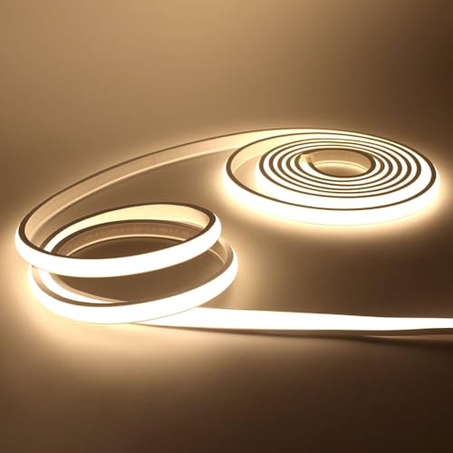 KISUFU Bandeau LED COB 220V, IP65 étanche Flexible néon LED Strip 288 Leds/m Bandes à LED Ruban pour DIY Chambre, Cuisine, Exterieur Maison Décoration. Blanc naturel,2M