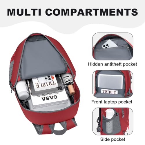 Image of MIYCOO Backpack - Ultra Lightweight Packable Backpack for Travel Camping, Hiking Back Pack Waterproof Foldable Daypack for Men Women Red