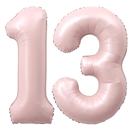 Image of 40 Inch Light Pink Number 13 Balloon 0-9 13th Foil Big Giant | Digital for Birthday Anniversary Graduation Decorations
