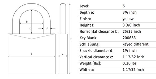 Image of Lockout Padlock, Keyed Alike, Aluminum, Yellow, 1 1 /2 in Shackle Height, 1 1 /2 in Body Width - 1 Each