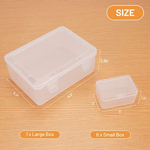 Image of Mathtoxyz Small Bead Organizers and Storage, Clear Rectangle Bead Holder Plastic Cases Transparent Boxes for Nail DIY Craft Making Jewelry Battery Screw