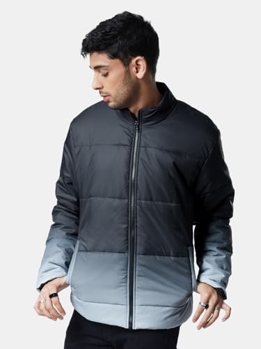 Image of The Souled Store| Gangsta Jacket Mens and Boys Puffer Jackets|Full Sleeve|Regular fit Solid| 100% Polyester Grey Color Men Puffer Jackets
