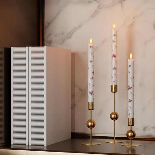 Image of JOIONE Rose Flameless Taper Candles with Remote, 3 Pack Home Decor