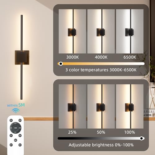 torchlet battery operated wall sconce with remote control dimmable wall sconces set of two with diy independently rotatable lamp 3000k-6000k led wall lights for living room bedroom 283in 2 pack