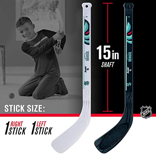 image for Franklin Sports NHL Seattle Kraken Mini Hockey Set - Kids Indoor Knee 