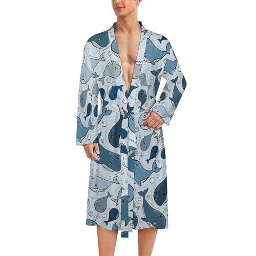 Men's White Bear Flowers Bath Robes Comfy Knit Bathrobes For Women Belted Spa Robe Self Tie Waist Mid-Length Pajamas