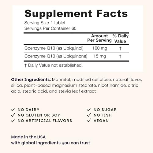 EZ Melts Dissolvable Ubiquinol 100 mg Tablets