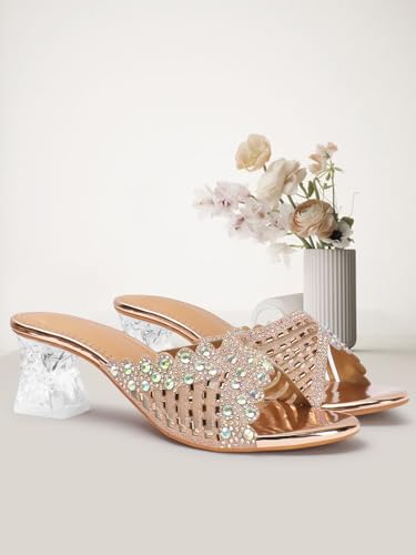 Image of Denill Women Wedding /Party Block Heel Slip-On Fashion Sandal for Women & Girls
