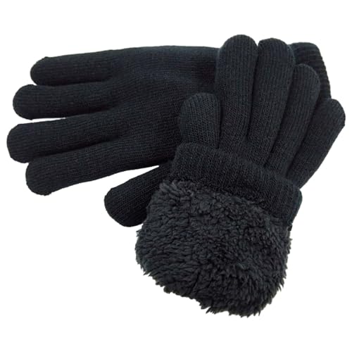 FGUUTYM Guantes de lana para hombre, totalmente negros, guantes de terciopelo resistentes al frío y cálidos, guantes largos para mujer, resistentes al agua, Negro , Talla única