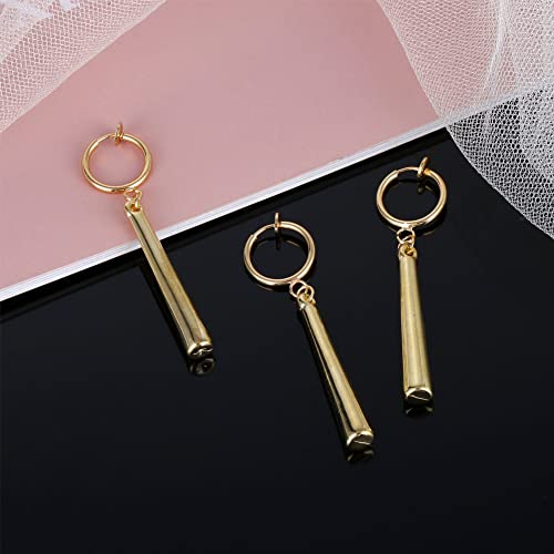 3 Pcs Gold Clip On Anime Cosplay Earrings Zoro Earrings for Women Men Dangle Hoop Cartilage Earrings3