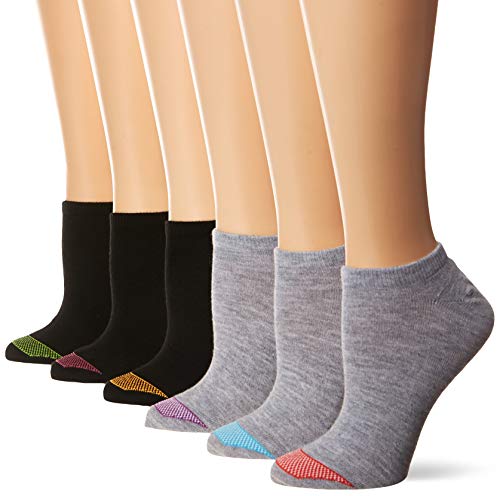 Hanes Women's Ultimate Lightweight Vent No Show Sock 6-Pack, black/grey, Shoe Size: 5-9