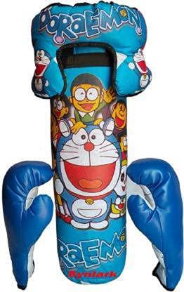 RCND Doremon Design Punching Bag Kit for Kids Boxing (Multi Color May Vary) with 2 Gloves & 1 Head Guard