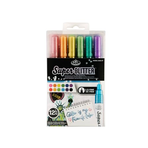 12 marqueurs super brillants 1 mm Royal & Langnickel pour dessin et loisirs créatifs