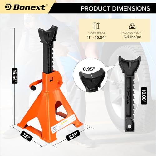 Donext Jack Stands 3 Ton Capacity Steel, 1 Pair Orange Jack Stands