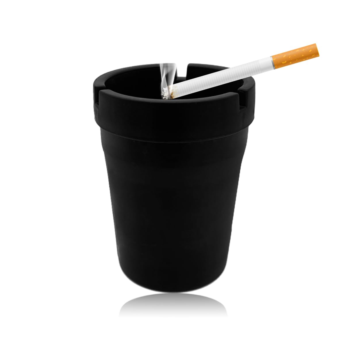 Yourkar Car Ashtray, Smokeless Smellproof Self-Extinguishing Auto Ashtray, Portable Mini Vehicle Cigarette Trash Can for Home Office, Universal Car Ashtray Fits Most Cup Holder (Black)