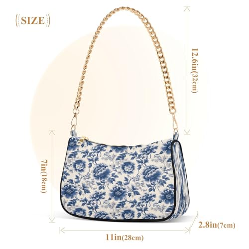 Image of Shoulder Bags for Women Flower Floral Hobo Tote Handbag Small Clutch Purse with Zipper Closure