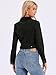 Allegra K Women's Casual Faux Suede Notched Collar Button Up Cropped Jacket with Pockets X-Large Black