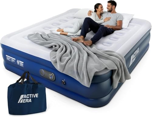Active Era Matelas Gonflable 2 Personnes 152×203×35,5 cm – Confort Max, Pompe Électrique...