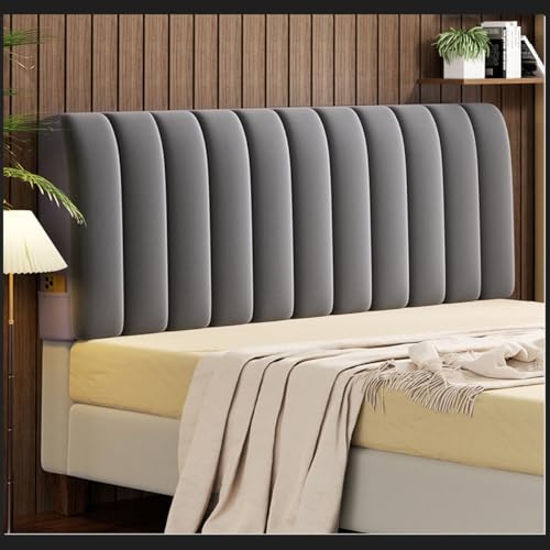 Funda de terciopelo para cabecero de cama tamaño King, color gris oscuro, para decoración de mesita de noche y protección contra el polvo, 120 cm