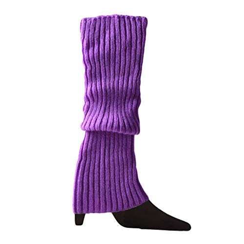 Image of Women 80s Fluorescent Colored Knit Leg Warmers Ribbed Footless Socks Stockings Halloween Dance Party Accessories