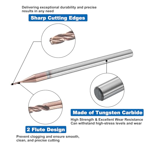 Image of HARFINGTON Ball Nose End Mill 4 Flute 0.0304 inch Diameter 1 /8 inch Shank Tungsten Carbide Uncoated Spiral CNC Router Bits 0.102 inch Cutting Length Single End Ball for Carving Engraving Grinding
