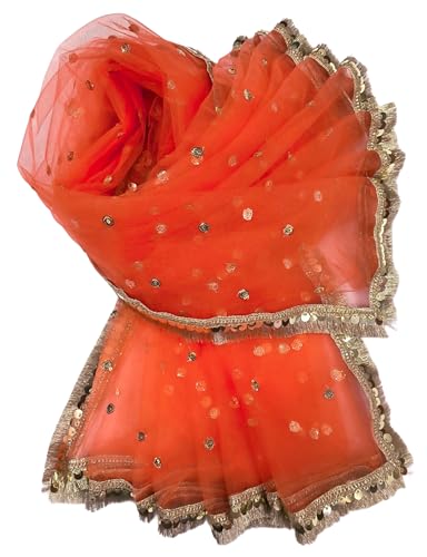 Image of Navti Creations Women's Lightweight Net Dupatta With Sequence Embroidery & Kiran Border (Length 2.25m)
