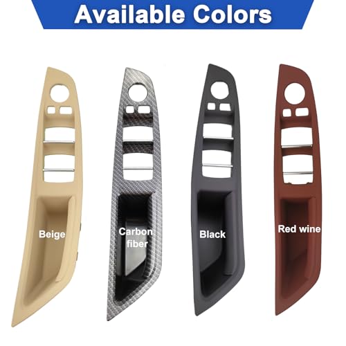 UCkasayfy Door Handle Kit Compatible with B-M-W 5 Series F10/F11/F18 2010-2016, Driver & Passenger Side Window Switch Armrest Trim for Left-Hand Drive Models (Carbon Fiber)