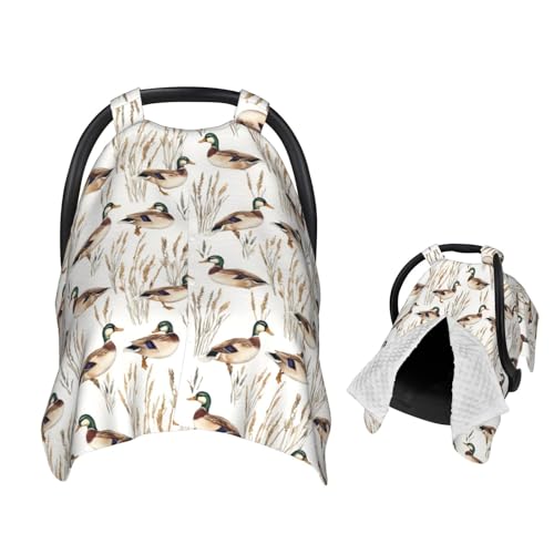 Image of Muishi Retro Mallard Ducks Baby Car Seat Canopy Nursing Cover for Newborn Car Seat Breastfeeding Covers Blanket Newborn Shower Gift