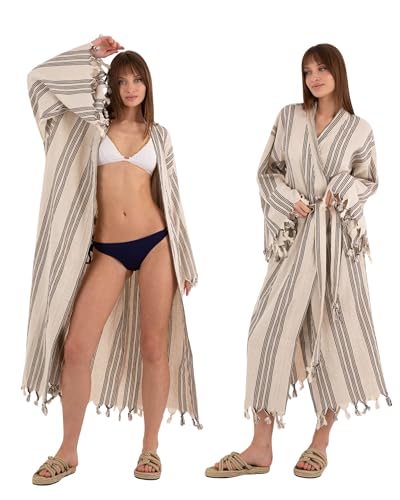 Organic Linen Kimono Cardigan for Women – Boho Beach Kaftan