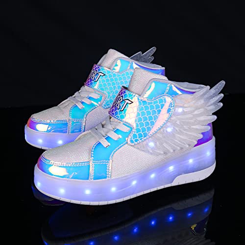 Nsasy Roller Shoes Kids Roller Skates Shoes Girls Boys Wheels Shoes Become Sport Sneaker with Led for Children Gift