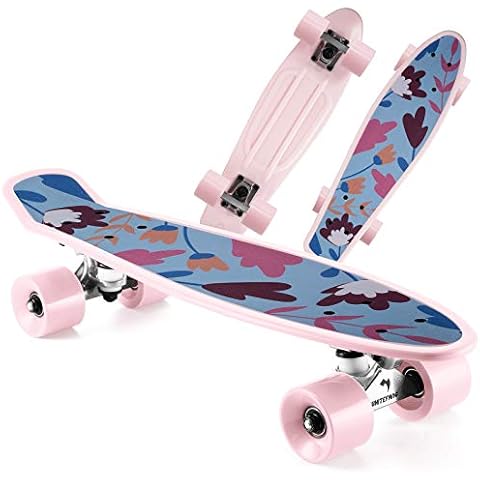 WhiteFang Skateboards 55,9 cm Kinder Skateboard mit bunten PU-Rädern, Mini-Cruiser-Skateboards für Jungen und Mädchen, Anfänger (fließend) Cover
