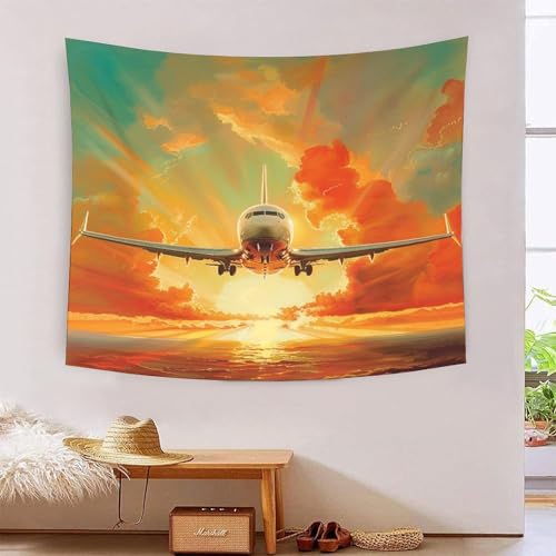 Tissu mural avion de passagers 3D pour agrandir une petite chambre