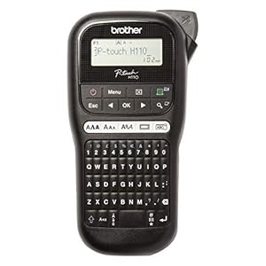 Brother PT-H110 Label Maker, P-Touch Label Printer, Handheld, QWERTY Keyboard, Up to 12mm Labels, Includes 12mm Black on…
