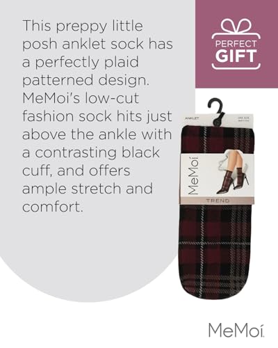 Image of MeMoi Women's Perfect Plaid Stretch Anklet Sock