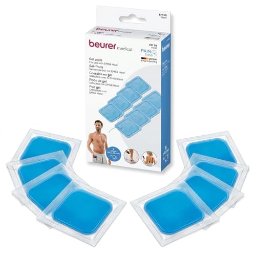 Beurer EM 59 Heat coussins en gel, kit de rechange pour EM 59 avec chaleur numérique TENS/EMS avec 8 électrodes auto-adhésives, dimensions : 45x 45 mm
