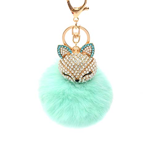 LIOOBO Renard Porte-Clés Percer Strass Pendentif Pompon Décoration Suspendu Porte-Clés Cristal Porte-Clés pour Portefeuille