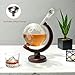 Lily's Home World Globe Whiskey Decanter with Dark Finished Wood Stand and Bar Funnel, Let Your Favorite Vintages Breathe with this Beautifully Stylish and Functional Piece (850 ml)