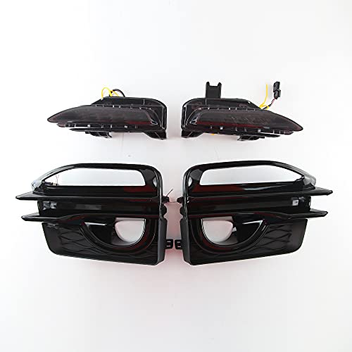 July King Daytime Running Lights Case for Infiniti Q50 2014 2015 2016, LED Front Bumper DRL + Yellow Streamer Turn Signals With Cover