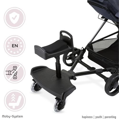 Moby-System BUGGY2GO Kinderwagen met verstelbare zitting, universele bevestiging, 360° gedempte wielen, voor kinderen van 2-5 jaar, past op 99,9% kinderwagens, oplegstoel - Afbeelding 6