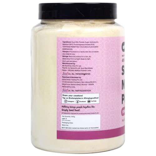 Urban Platter Strawberry Soya Milk Powder, 500g  (Soy-Based Dairy Alternative | 25% Protein | Plant-Based | Non GMO)