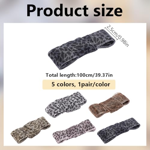 FREEBLOSS 5 Pairs Fashion Leopard Shoe Laces Soft Ribbon Shoelaces Leopard Print Shoelaces Ribbon Shoes Shoestring Cheetah Shoe Laces for Women Sneakers Boots 2.5cm Width2