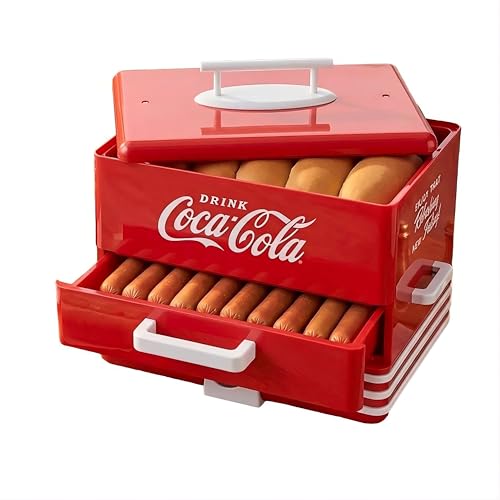 Salco Coca-Cola Retro Hot Dog Maker | Dampfgarer & Brötchenwärmer im American Diner Stil...