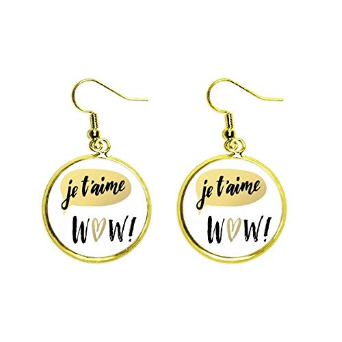 Pendientes largos dorados Je T'aime de mujer con caída elegante